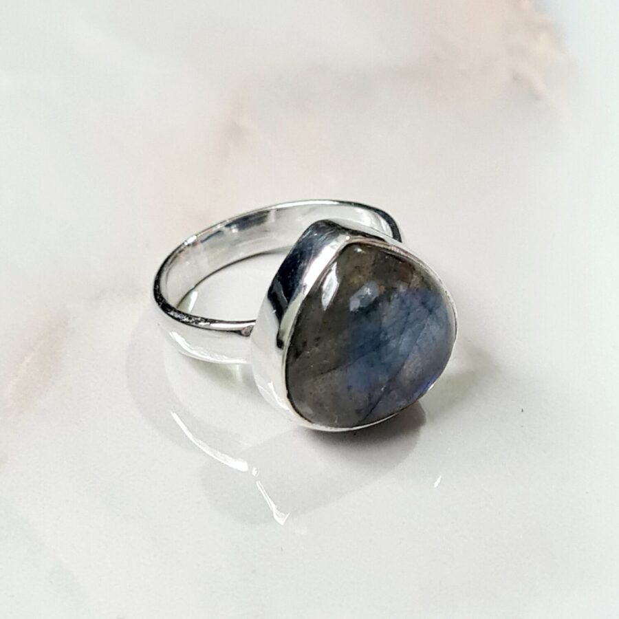 Ring Labradoriet Druppel - 925 Zilver - Afbeelding 4