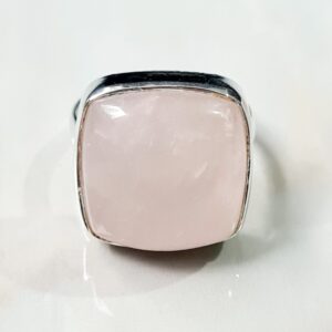 Ring Rozenkwarts Vierkant - 925 Zilver