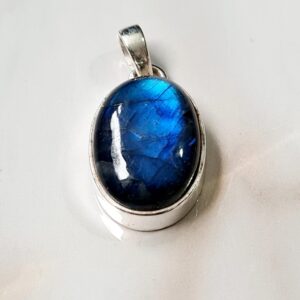 Hangers Labradoriet Ovaal 1 Klein – 925 Zilver