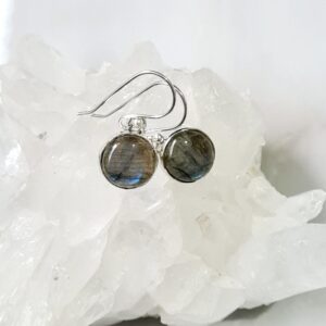 Oorhangers Labradoriet Rond – 925 Zilver