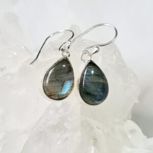 Oorhangers Labradoriet Druppel – 925 Zilver