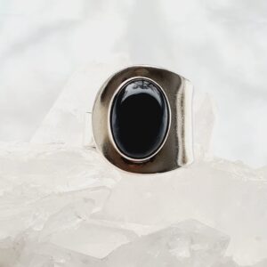 Ring Onyx Druppel Verstelbaar – 925 Zilver met Edelsteen