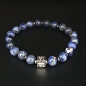 Herenarmband Sodaliet & Hematiet 8 mm – “Montreal” | s925 Logo Blok