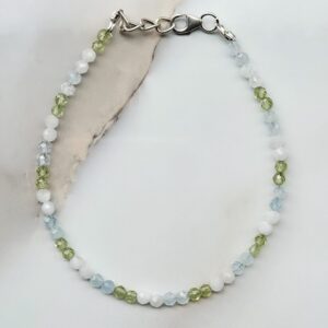 Armband Aquamarijn – Peridoot – Maansteen 3mm – 925 Zilver