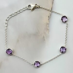 Armband Amethist – Facet Geslepen – 925 Zilver