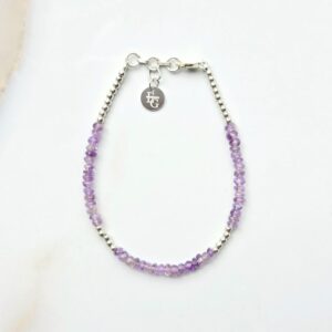 Amethist Armband 4 mm 925 Zilver S925 Bollen & Tag | EternalGems