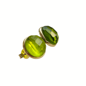 Oorknopjes – Groene Zirkonia– Gold Plated 925 Zilver “Lime Blossom”