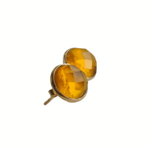 Oorknopjes – Citrien – Gold Plated 925 Zilver “Sunflower”