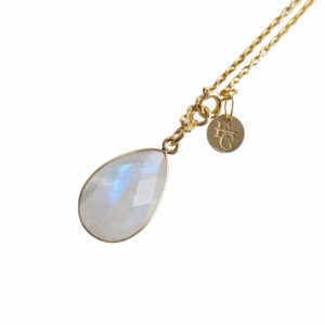 Hanger met ketting – Maansteen – Gold Plated 925 Zilver “Moonflower”