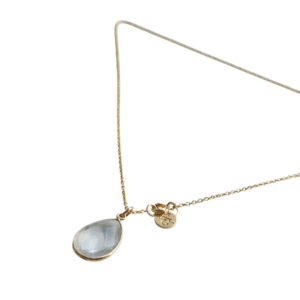 Hanger met ketting – Bergkristal – Gold Plated 925 Zilver “White Orchid”