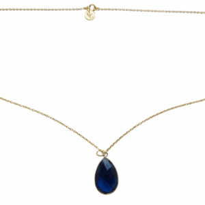 Hanger met ketting – Blauwe Zirkonia– Gold Plated 925 Zilver “Hyacinth”