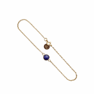 Armband Saffier – 1x 6mm – Gold Plated 925 Zilver "Blue Lotus"