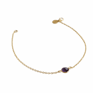 Armband – Paarse Zirkonia – 1x 6mm – Gold Plated 925 Zilver "Lavender"