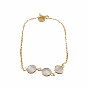 Armband Rozenkwarts – 3x 6mm – Gold Plated 925 Zilver "Lotus"