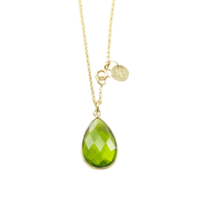 Hanger met ketting – Groene Zirkonia– Gold Plated 925 Zilver “Lime Blossom”