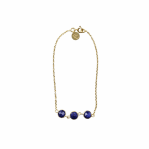 Armband Saffier – 3x 6mm – Gold Plated 925 Zilver "Blue Lotus"