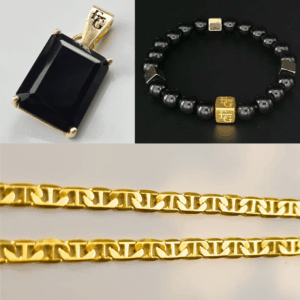 Signature Set −10% | Onyx “Londen” 18K Gold Plated Hanger + Ketting + Armband