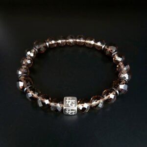Heren armband Rookkwarts 8/10mm “Genève” – s925 logo blok