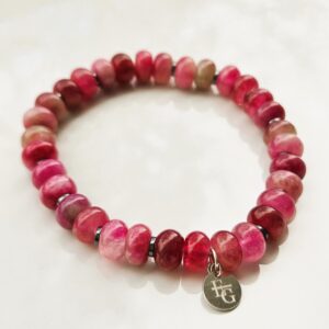 Toermalijn 7mm + Hematiet – S925 logo tag