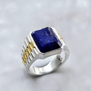 Heren ring Rolex President Lapis Lazuli S925 18K gold plated emerald cut octagon – Eternal Gems